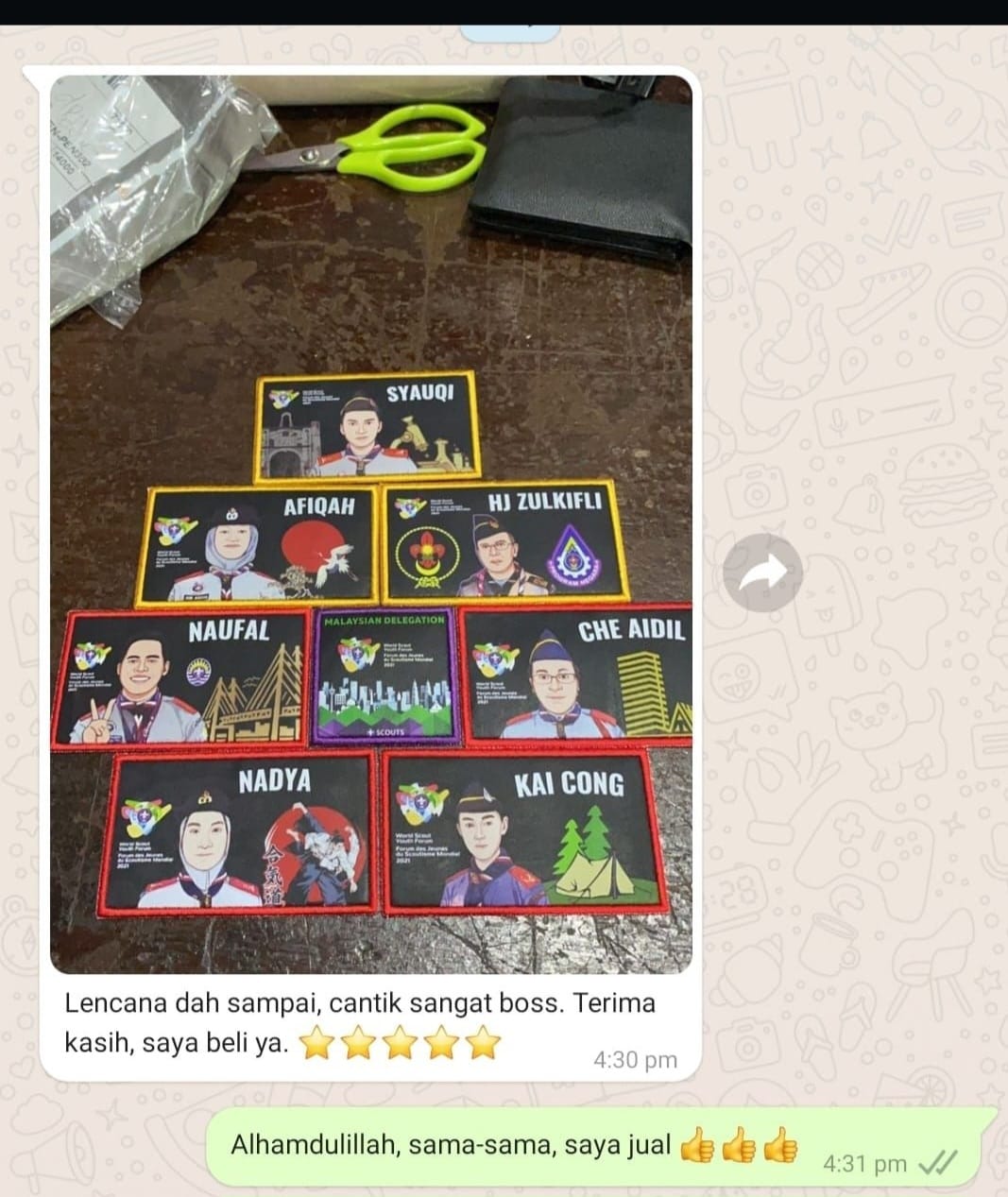 Lencana Delegasi Malaysia & Tag Nama