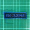 1Set 4pcs NameTag (Benang Biru Royal, Kain Hitam)