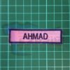 1Set 4pcs NameTag (Benang Navy Blue, Kain Pink)