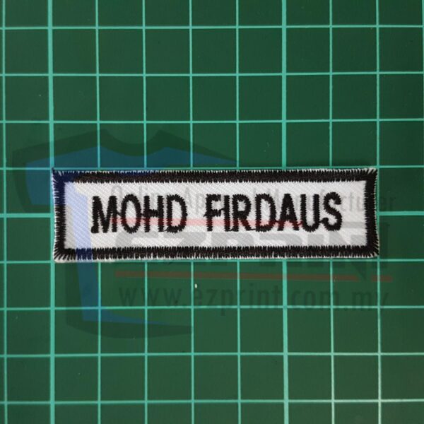 1Set 4pcs NameTag (Benang Hitam, Kain Putih)