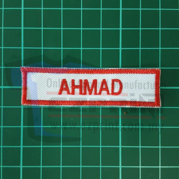 1Set 4pcs NameTag (Benang Merah, Kain Putih)
