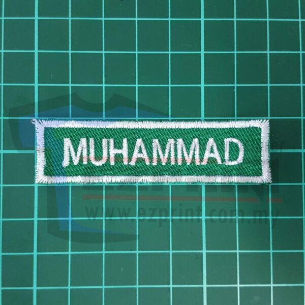 1Set 4pcs NameTag (Benang Putih, Kain MiloGreen)